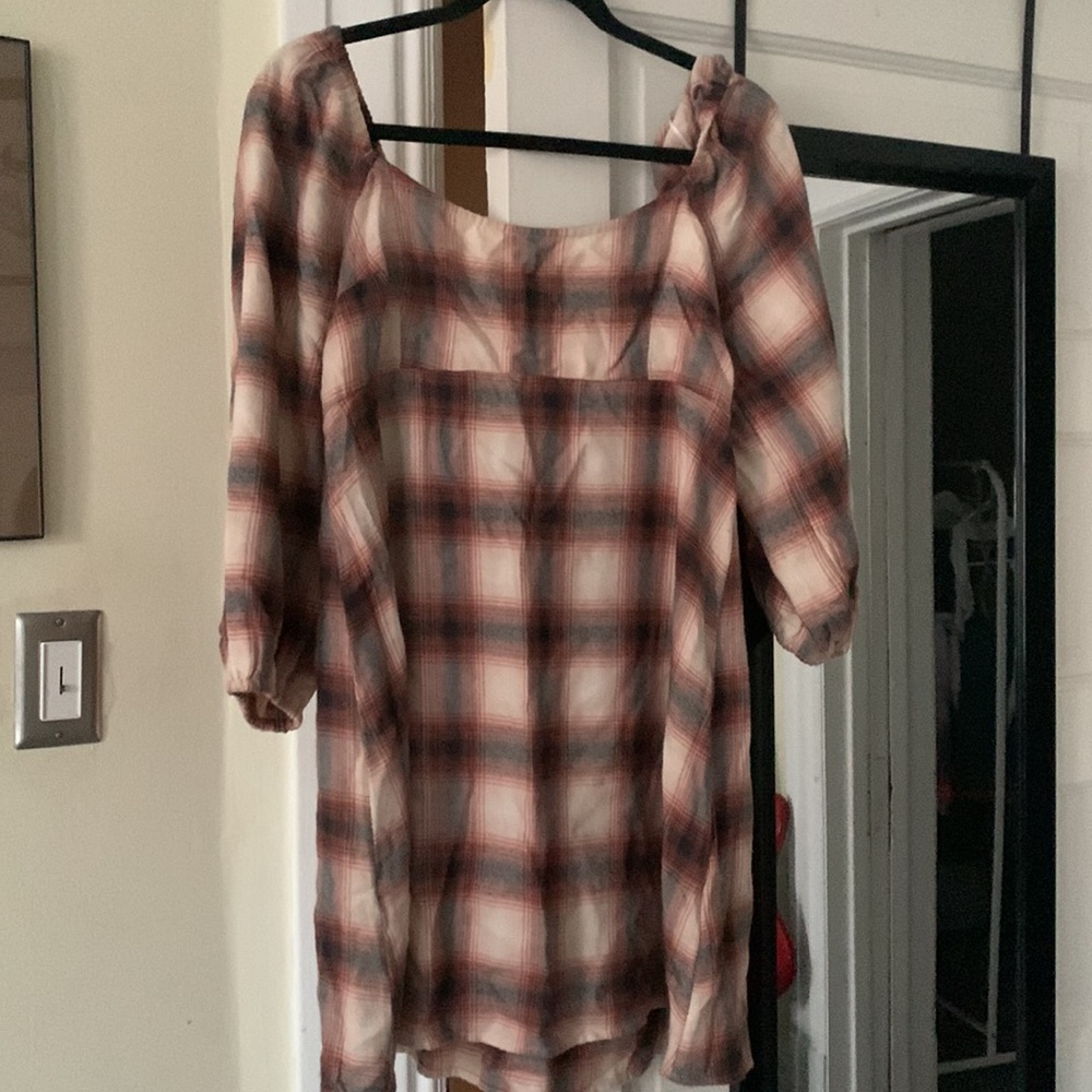 Hollister plaid flannel babydoll dress large - Picture 2 of 2